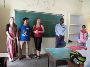 In the classroom before handing out dental supplies in India
