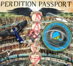 passport and awards from the Escape from Perdition game - photo by Rea Cupit