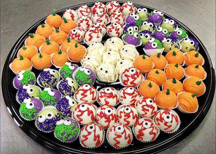 plate of Halloween-themed baked goods