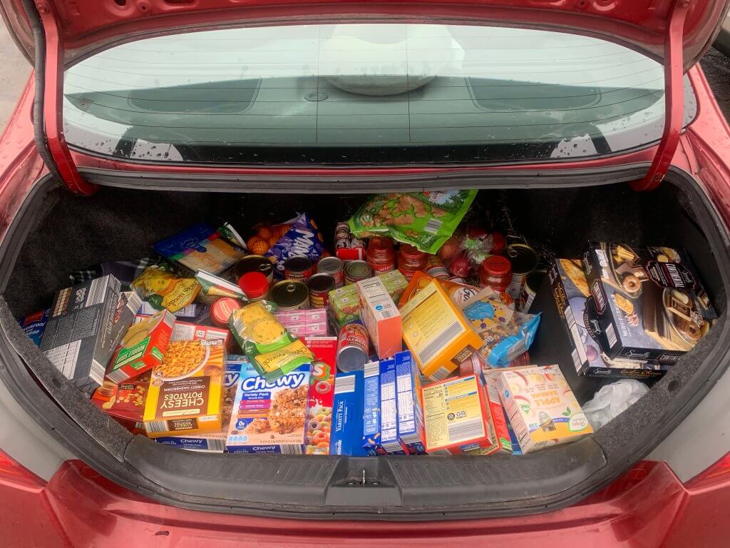 trunk filled with food