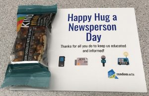 Treat and card for newspeople in Florida